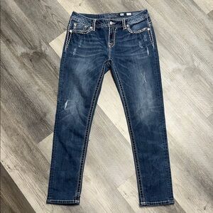 Miss Me Women's Skinny Jeans in Dark Blue Denim